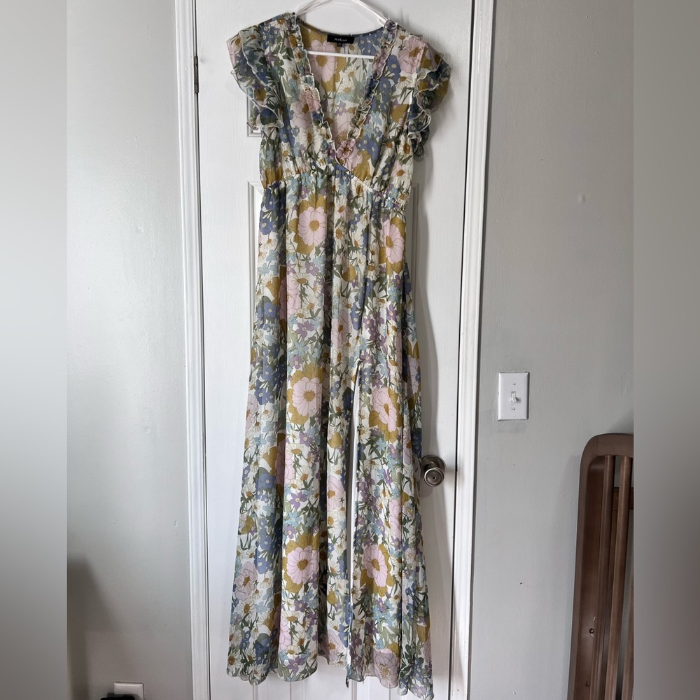 Aakaa Multicolor Floral Ruffle Top